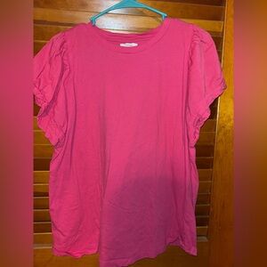 Maurices Pink Flutter Sleeve T-Shirt